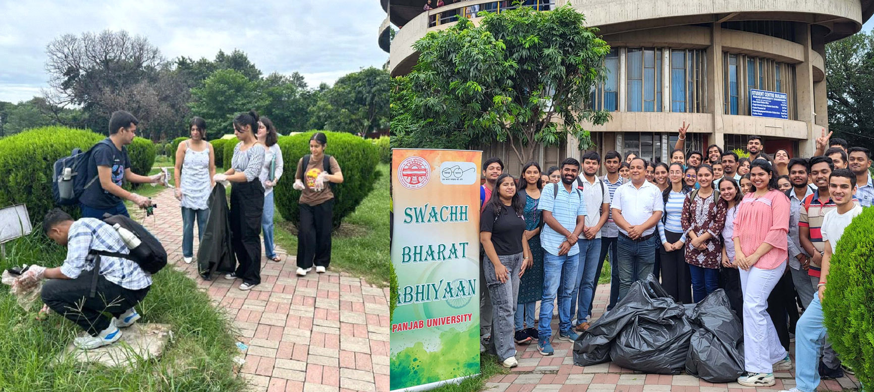 पीयू स्टूडेंट सेंटर में मेगा स्वच्छता और जागरूकता अभियान